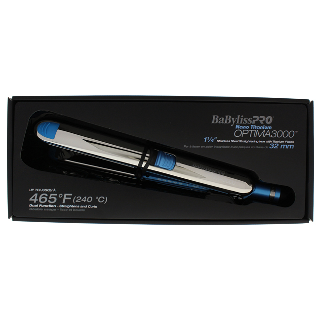 U-hc-13324 1.25 In. Unisex Nano Titanium Optima 3000 Flat Iron - Model No.babss3000tc - Silver & Blue