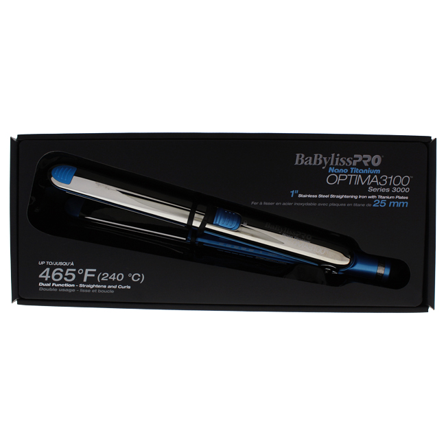 U-hc-13323 1 In. Unisex Nano Titanium Optima 3100 Flat Iron - Model No.babss3100tc - Silver & Blue