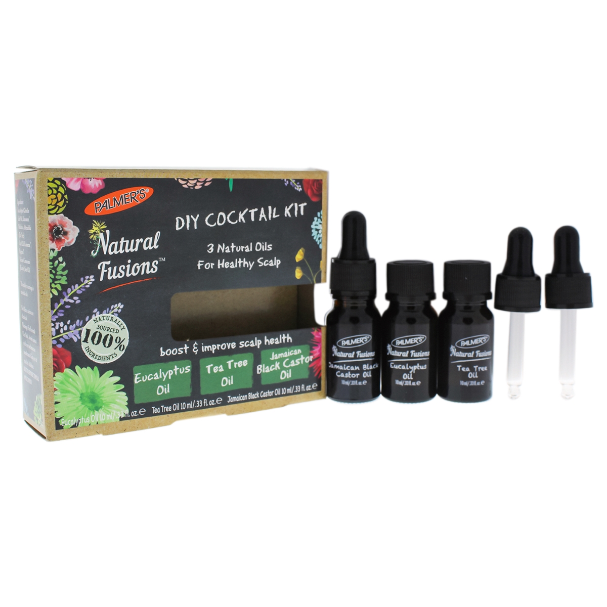 I0088441 Natural Fusions Healthy Scalp Diy Cocktail Kit Eucalyptus Oil, Tea Tree Oil, Jamaican Black Castor Oil For Unisex - 3 X 0.33 Oz