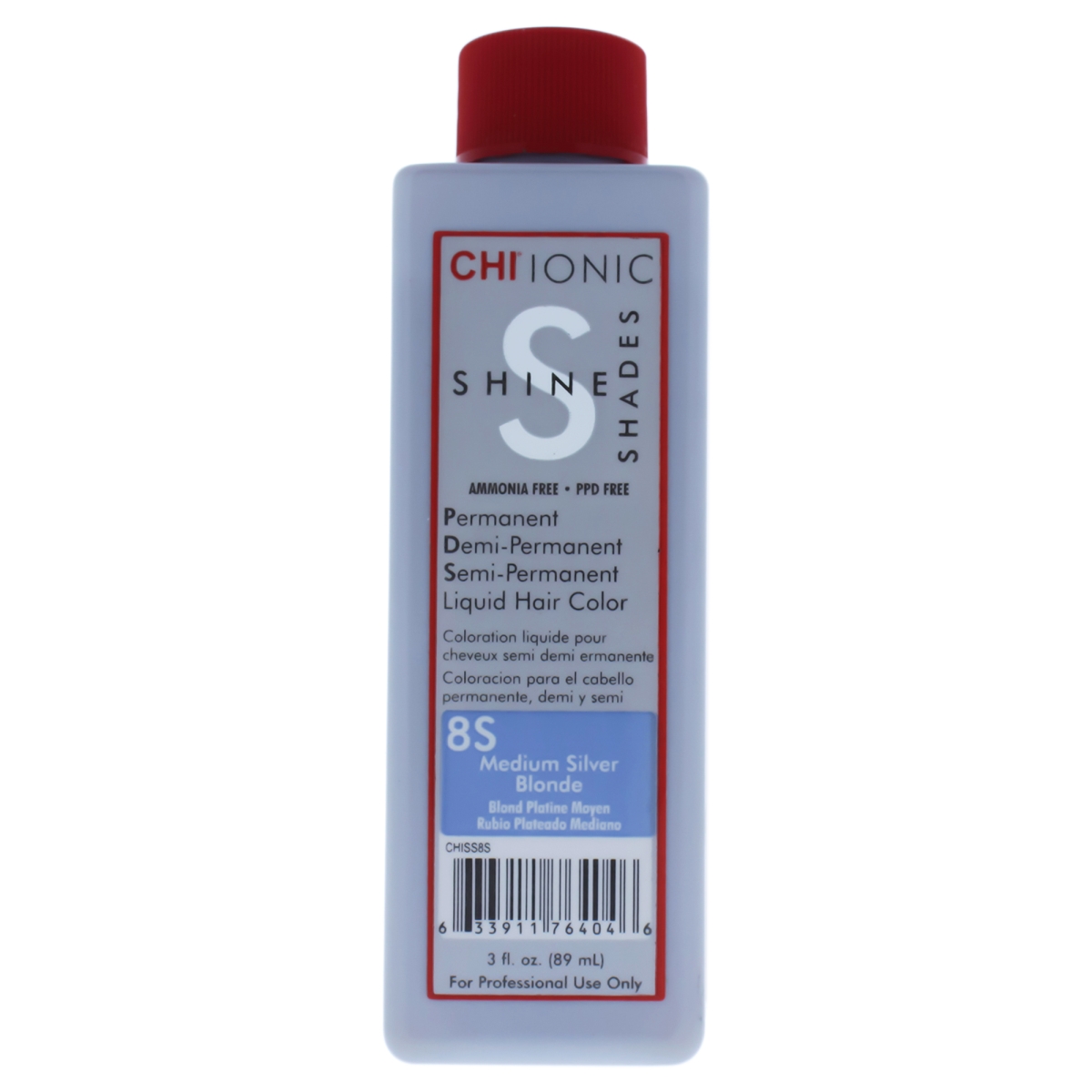 I0084051 Ionic Shine Shades Liquid Hair Color For Unisex - 8s Medium Silver Blonde - 3 Oz