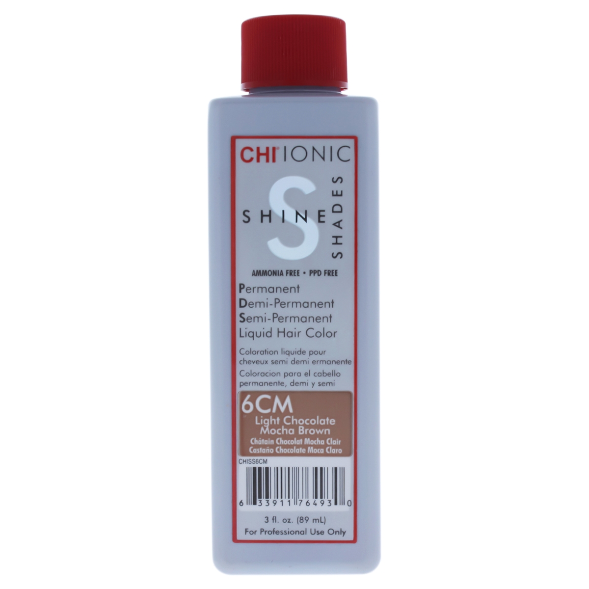 I0084032 Ionic Shine Shades Liquid Hair Color For Unisex - 6cm Light Chocolate Mocha Brown - 3 Oz