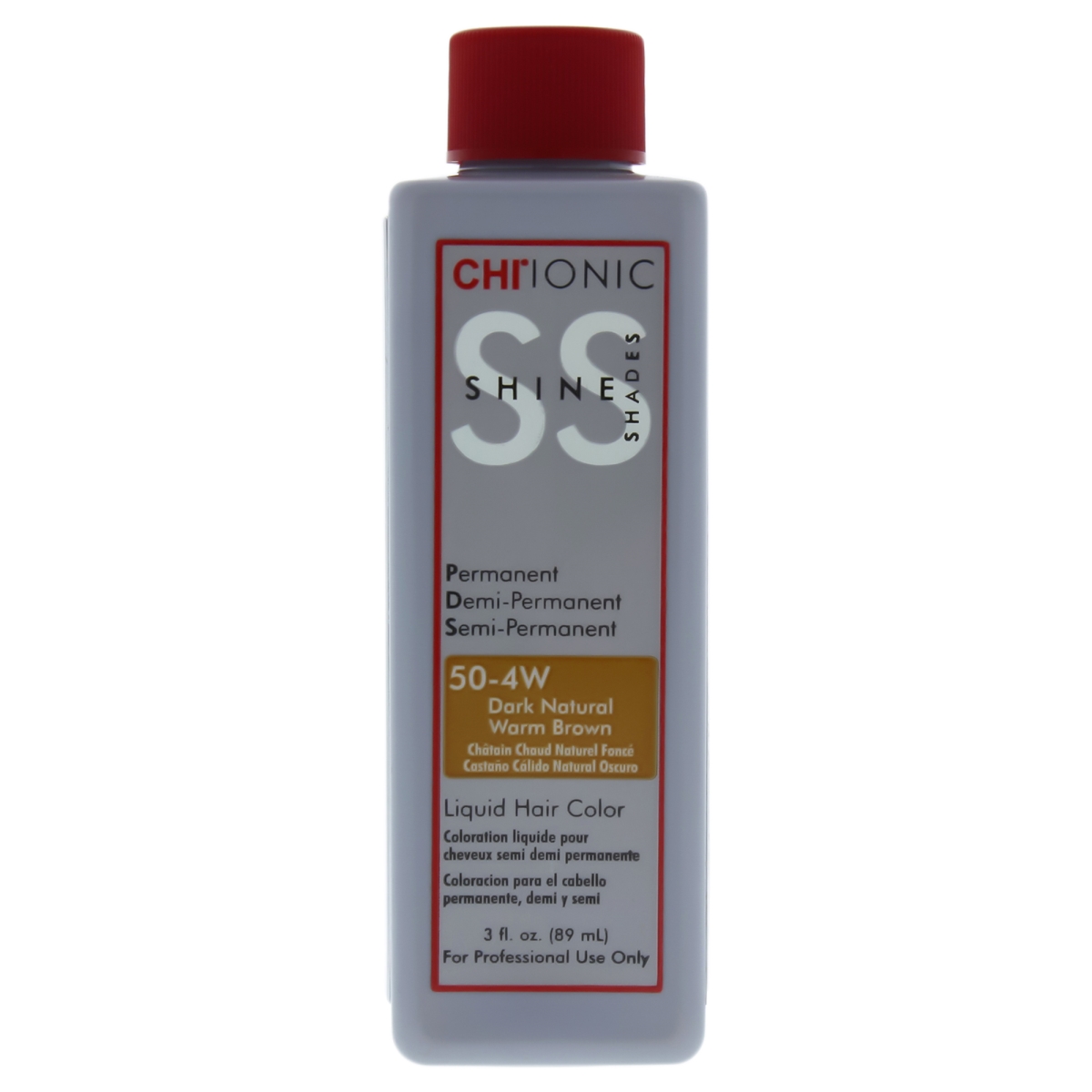 I0084018 Ionic Shine Shades Liquid Hair Color For Unisex - 50-4w Dark Natural Warm Brown - 3 Oz