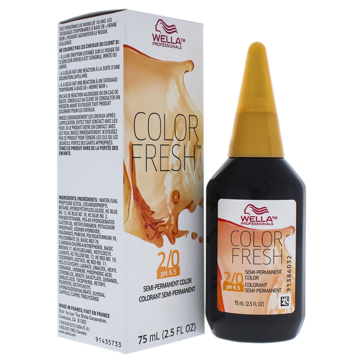 I0086887 Color Fresh Semi & Permanent Hair Color For Unisex - 2 0 Darkest Brown & Natural - 2.5 Oz