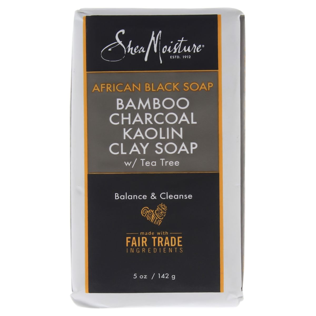 I0084222 African Black Soap Bamboo Charcoal Kaolin Clay Bar Soap For Unisex - 5 Oz