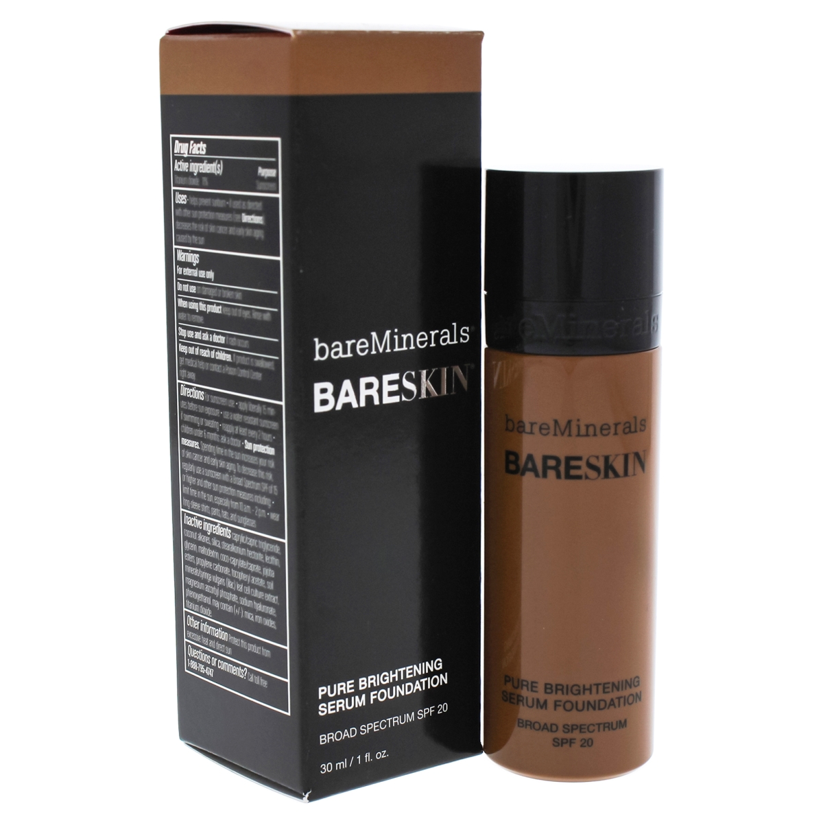 W-c-10655 1 Oz Bareskin Pure Brightening Serum Foundation Spf 20 For Womens - Bare Espresso 19