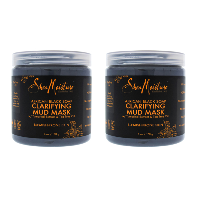 K0000037 6 Oz African Black Soap Clarifying Mud Mask By For Unisex - Pack Of 2