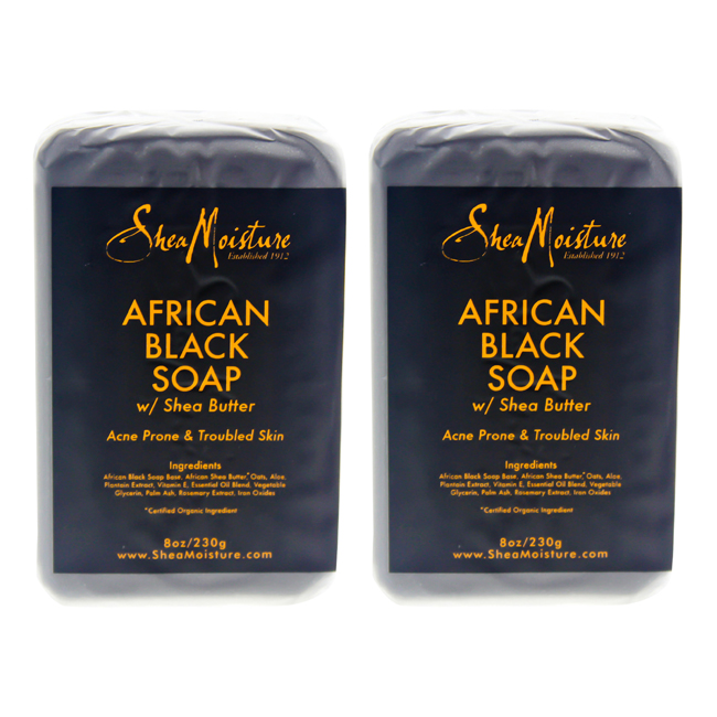 K0000021 8 Oz African Black Soap Bar Acne Prone & Troubled Skin By For Unisex - Pack Of 2