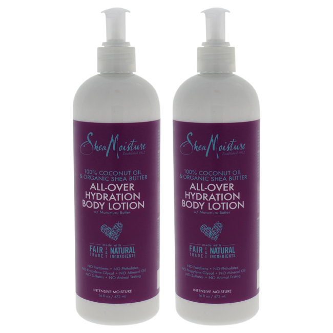 K0000242 16 Oz 100 Percent Coconut Oil & Organic Shea Butter All-over Hydration Body Lotion By For Unisex - Pack Of 2