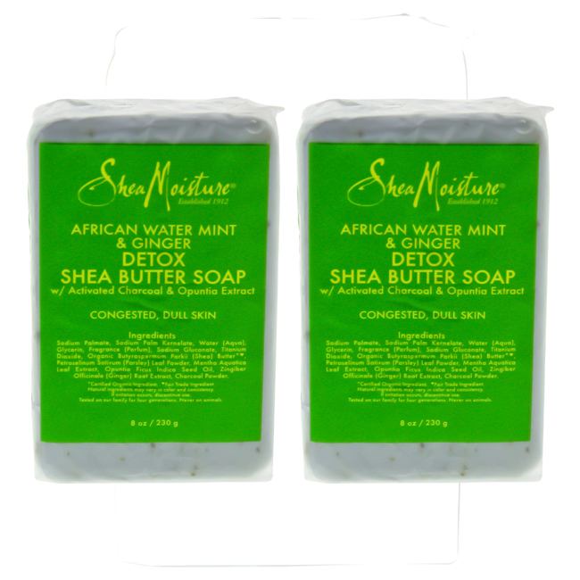 K0000060 8 Oz African Water Mint & Ginger Detox Shea Butter Soap By For Unisex - Pack Of 2