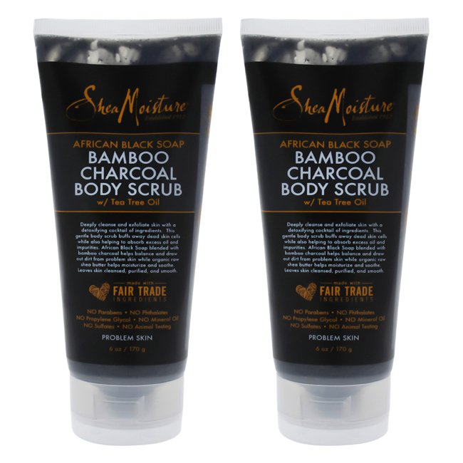 K0000284 6 Oz African Black Soap Charcoal Body Scrub By For Unisex - Pack Of 2