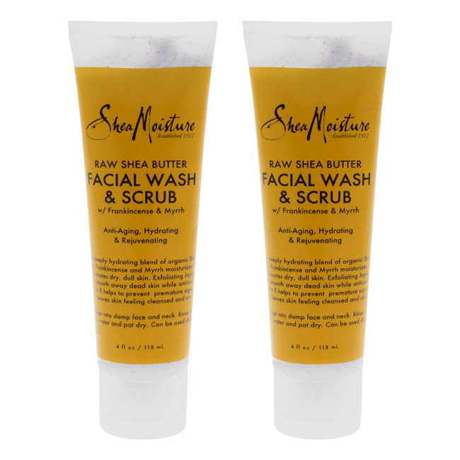 K0000146 4 Oz Raw Shea Butter Facial Wash & Scrub Cleanser By For Unisex - Pack Of 2