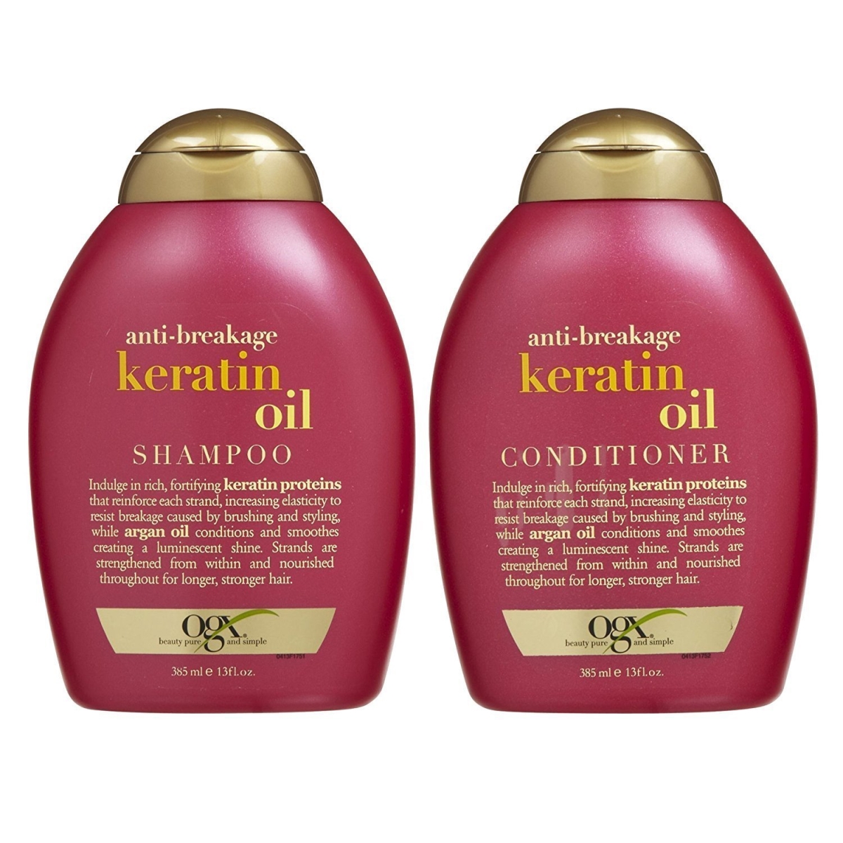 K0000576 13 Oz Anti-breakage Keratin Oil Shampoo & Conditioner Kit For Unisex - 2 Piece