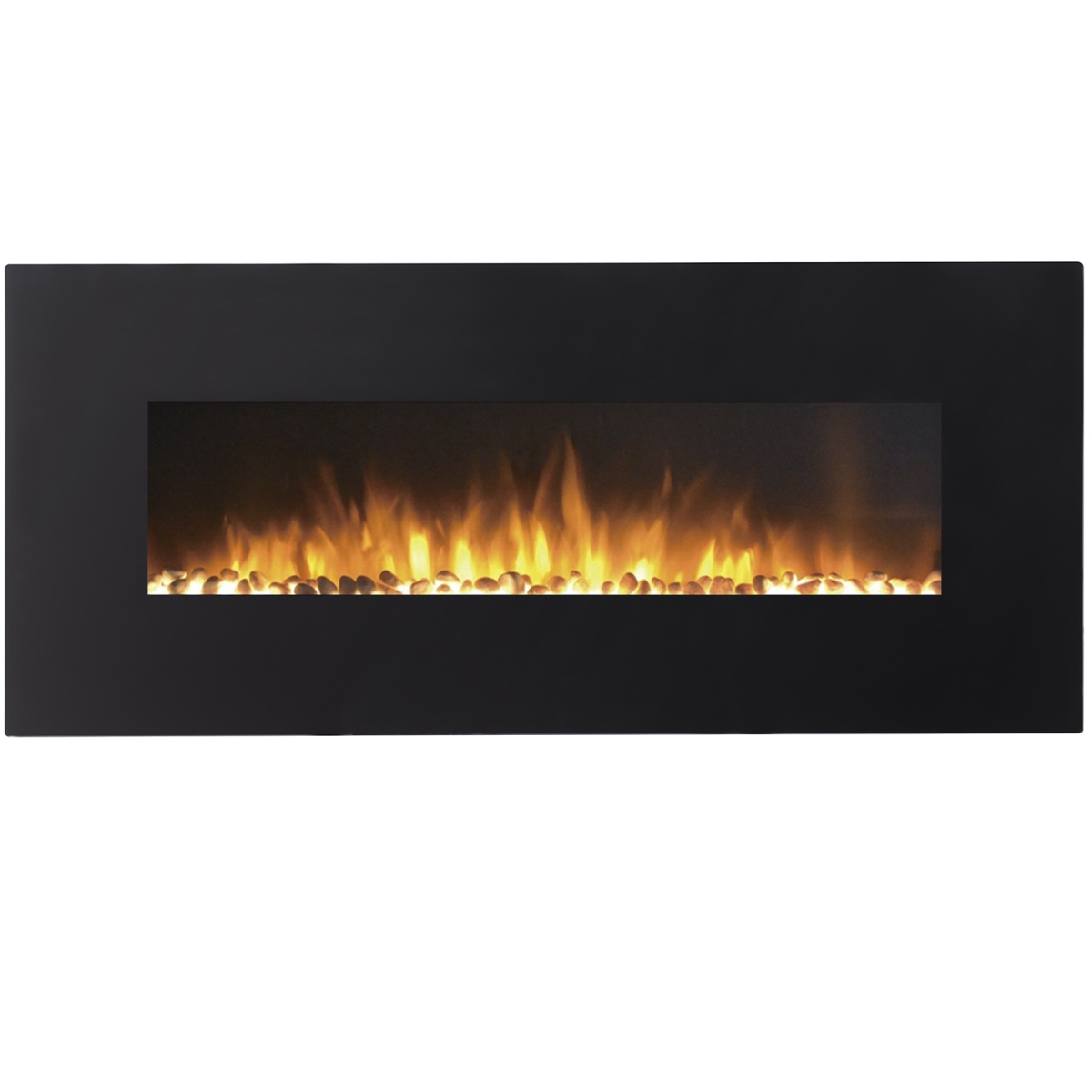 Lw5050pf-gl 50 In. Gl5050pf Milan Pebbles Electric Wall Mounted Fireplace, Black