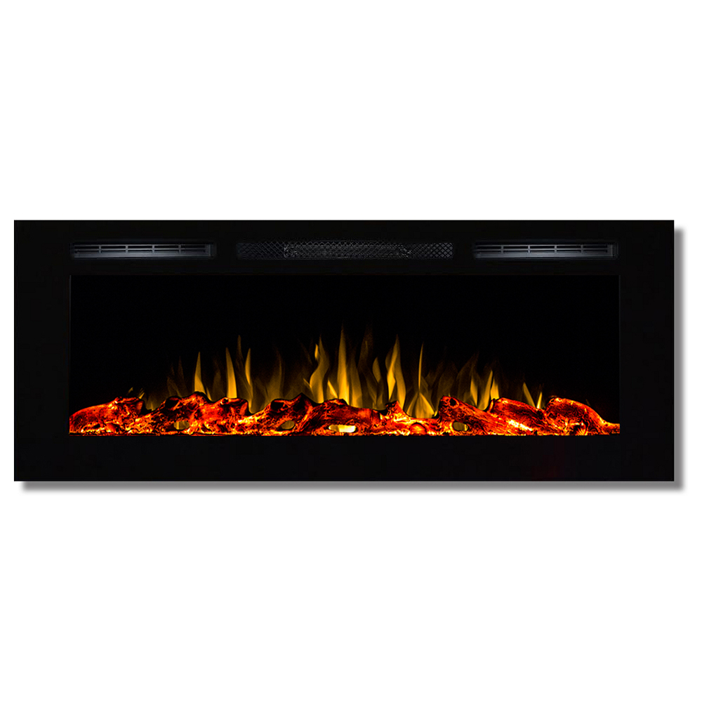 Lw2050wl-gl Fusion 50 In. Log Built-in Ventless Recessed Wall Mounted Electric Fireplace