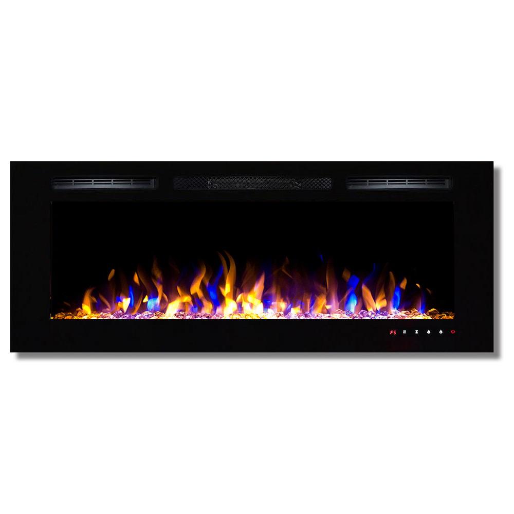 Lw2050mc-gl 50 In. Bombay Crystal Recessed Touch Screen Wall Mounted Electric Fireplace, Multi Color