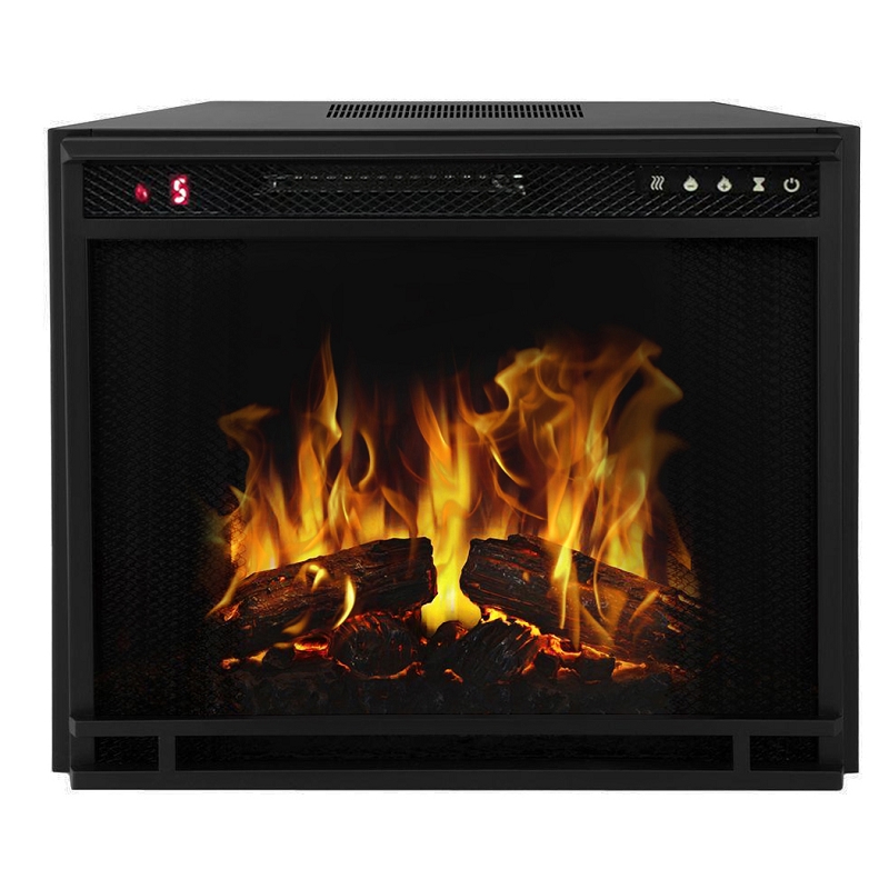 Lw8023flt-gl 23 In. Flat Ventless Heater Electric Fireplace Insert, Black Frame
