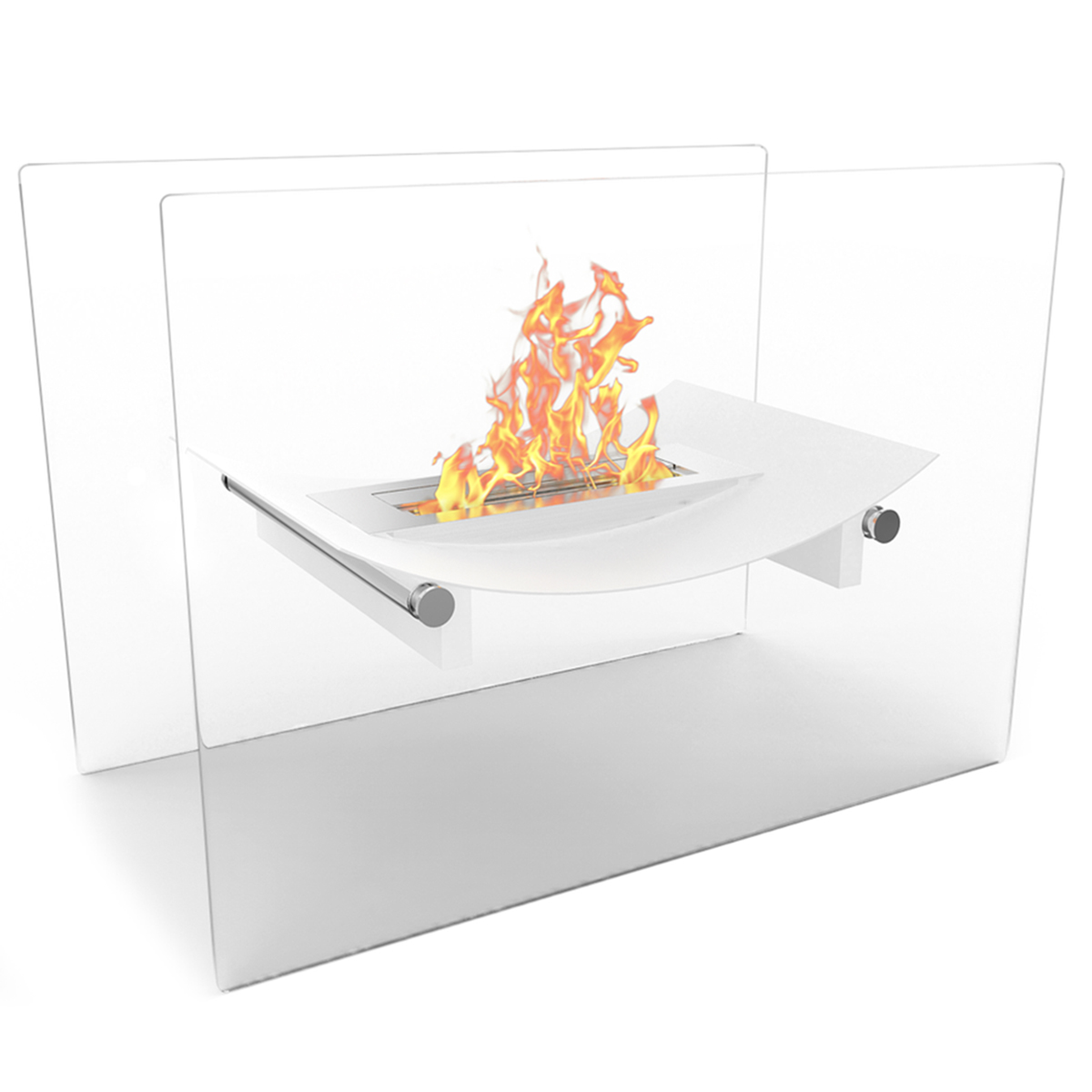 Ef6007w-mf Bow Ventless Free Standing Ethanol Fireplace, White