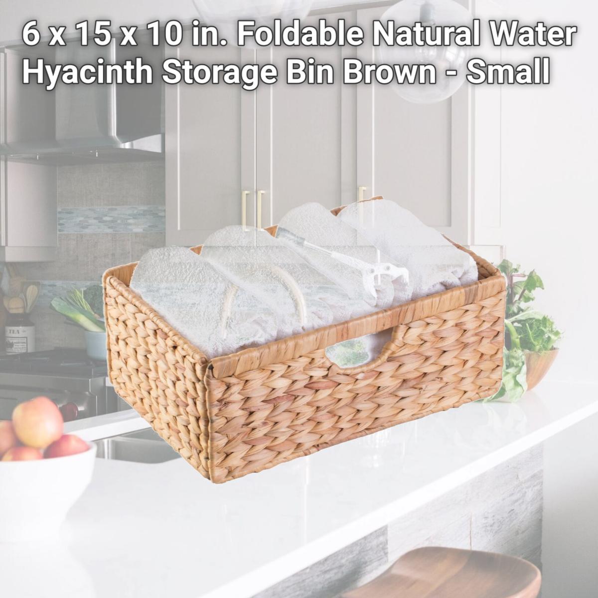 Picture of Vintiquewise QI003545.S Small Hyacinth Basket - Rustic Handwoven Multipurpose Foldable Storage Organizer Decorative Laundry Totes and Woven Storage Bin for Bedroom, Living Room, Bathroom, Pantry and Closet