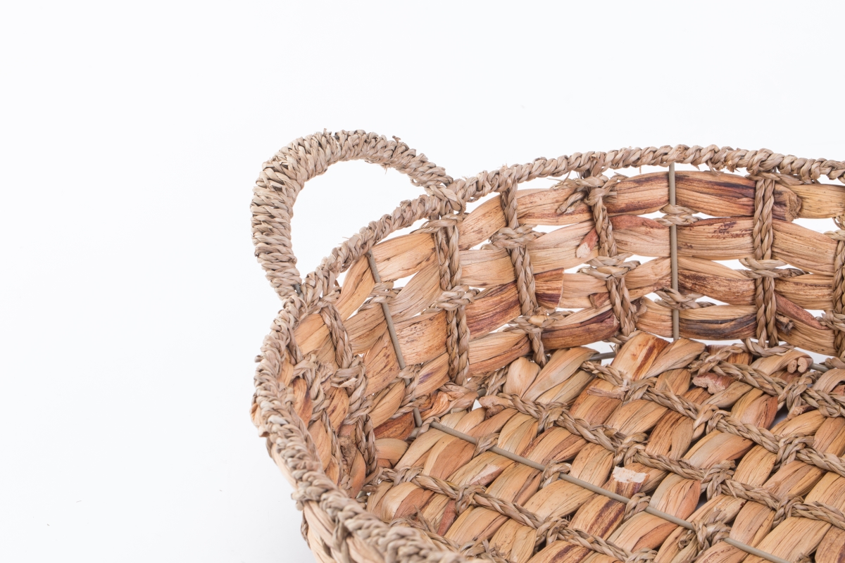 Picture of Vintiquewise QI003546.L.4 5.25 x 19.5 x 12.5 in. Seagrass Fruit Bread Basket Tray with Handles, Brown - Large - Set of 4