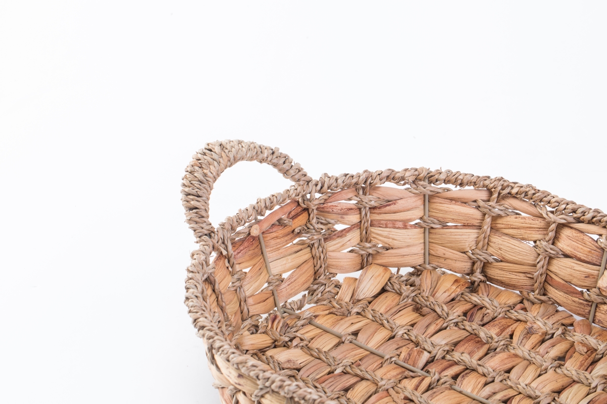 Picture of Vintiquewise QI003546.M.4 4.75 x 17.75 x 11 in. Seagrass Fruit Bread Basket Tray with Handles, Brown - Medium - Set of 4