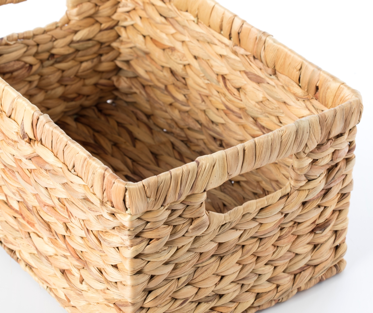 Picture of Vintiquewise QI003544.M 7.1 x 13.8 x 9.45 in. Natural Woven Water Hyacinth Wicker Rectangular Storage Bin Basket with Handles, Brown - Medium