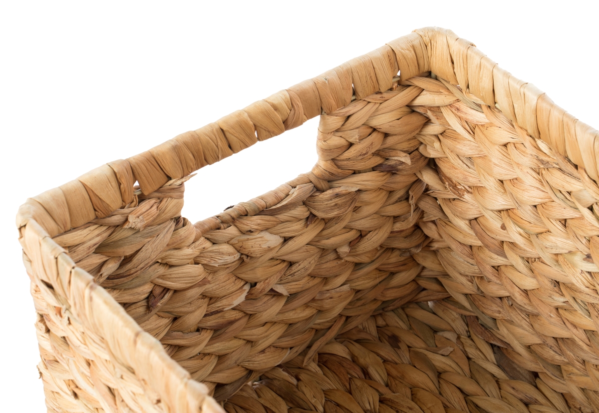 Picture of Vintiquewise QI003544.L 7.9 x 15.1 x 11 in. Natural Woven Water Hyacinth Wicker Rectangular Storage Bin Basket with Handles, Brown - Large