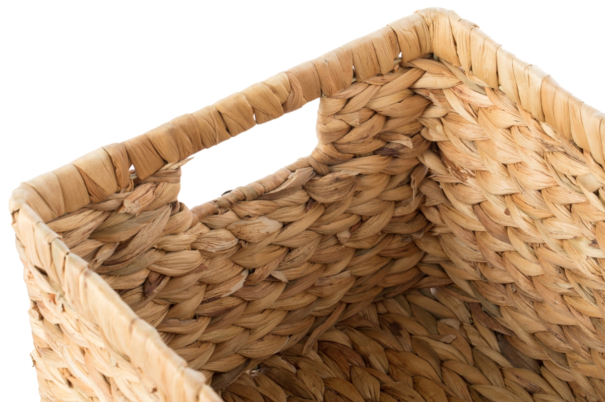 Picture of Vintiquewise QI003544.3 7.9 x 15.1 x 11 in. Natural Woven Water Hyacinth Wicker Rectangular Storage Bin Basket with Handles, Brown - Set of 3
