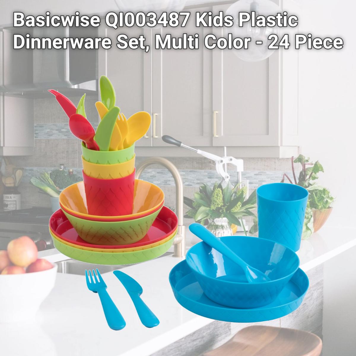 Picture of Basicwise QI003487 Kids Plastic Dinnerware Set, Multi Color - 24 Piece