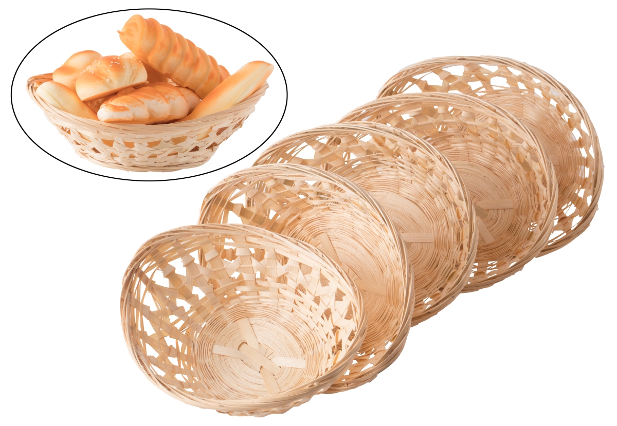 Picture of Vintiquewise QI003504.L.5 3.4 x 10 x 7.5 in. Natural Bamboo Oval Storage Bread Basket Storage Display Trays, Beige - Set of 5