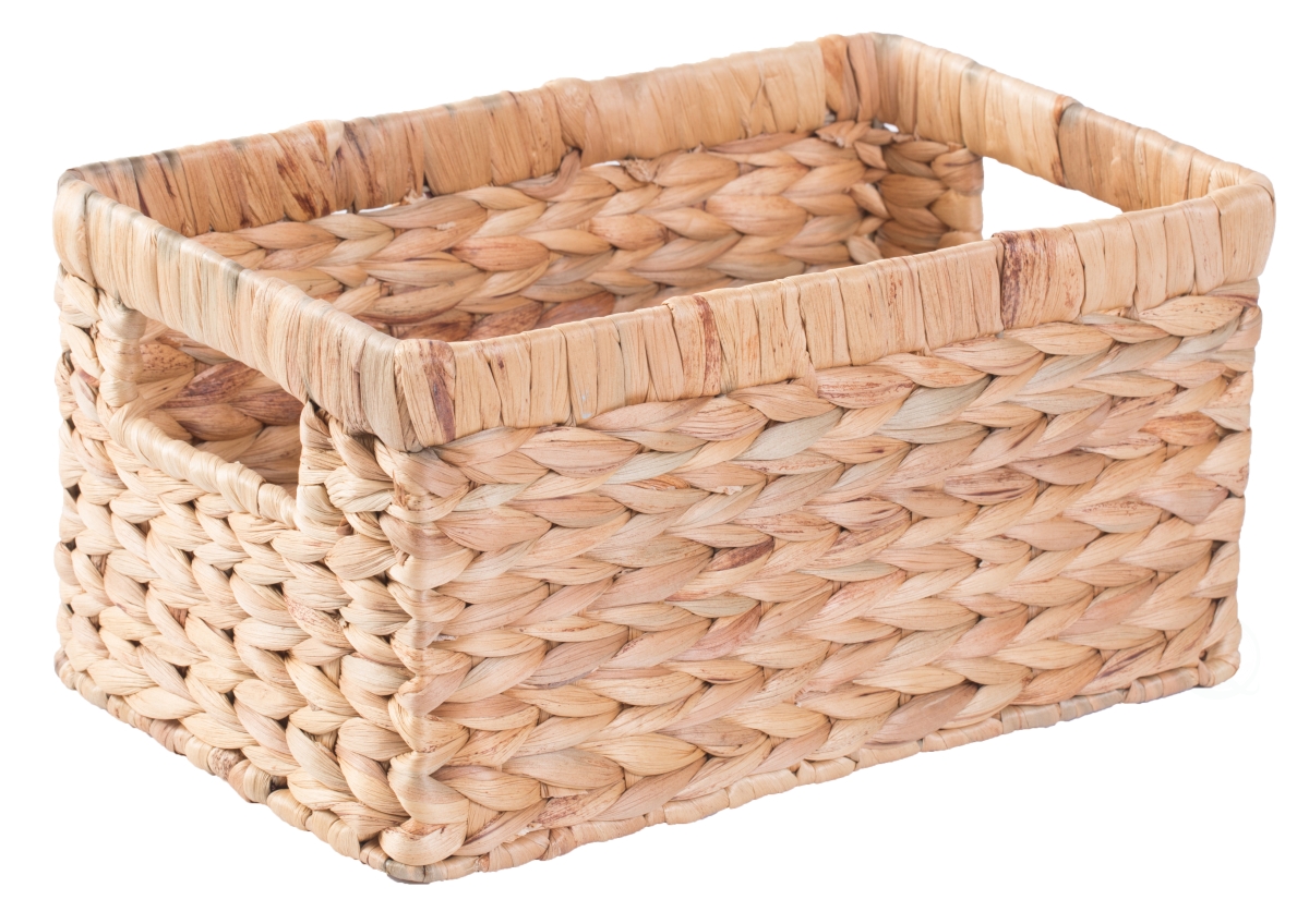 Picture of Vintiquewise QI003544.S 6 x 12 x 7.5 in. Natural Woven Water Hyacinth Wicker Rectangular Storage Bin Basket with Handles, Brown - Small