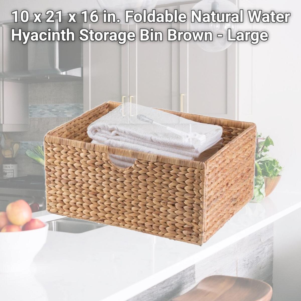 Picture of Vintiquewise QI003545.L Large Hyacinth Basket - Rustic Handwoven Multipurpose Foldable Storage Organizer Decorative Laundry Totes and Woven Storage Bin for Bedroom, Living Room, Bathroom, Pantry and Closet