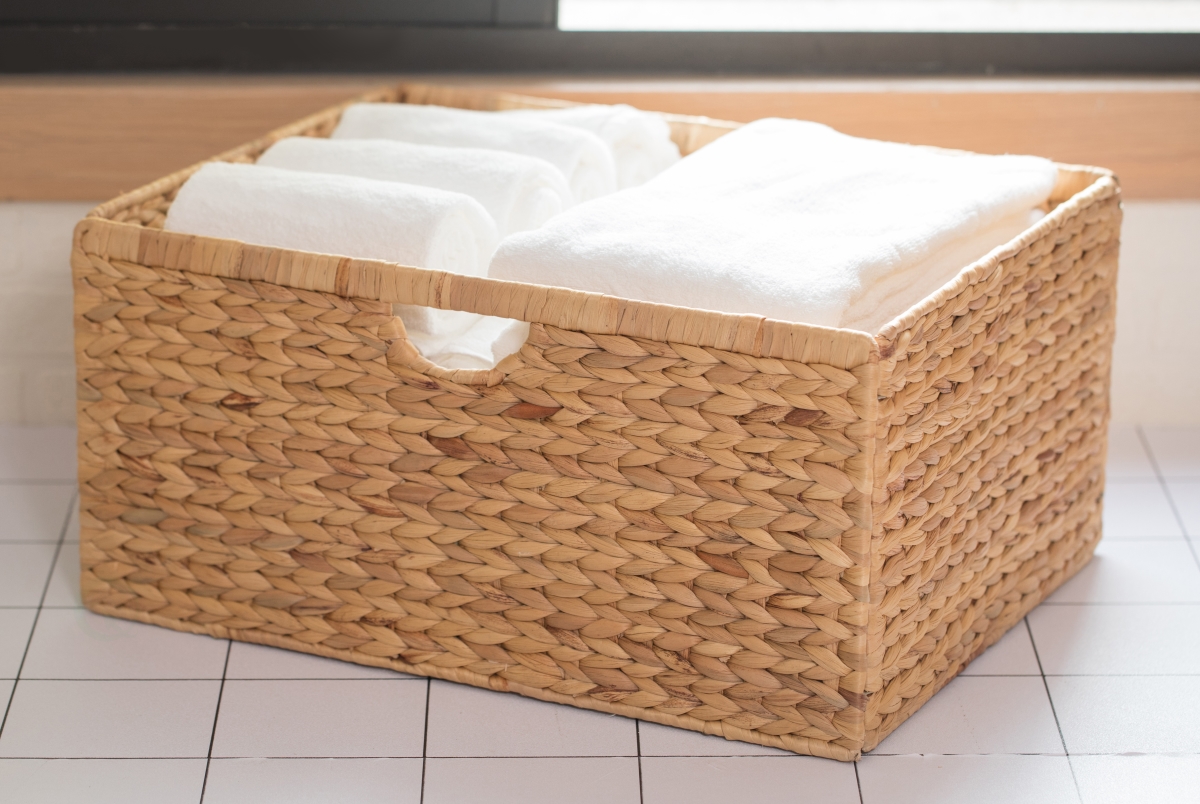 Picture of Vintiquewise QI003545.L Large Hyacinth Basket - Rustic Handwoven Multipurpose Foldable Storage Organizer Decorative Laundry Totes and Woven Storage Bin for Bedroom, Living Room, Bathroom, Pantry and Closet