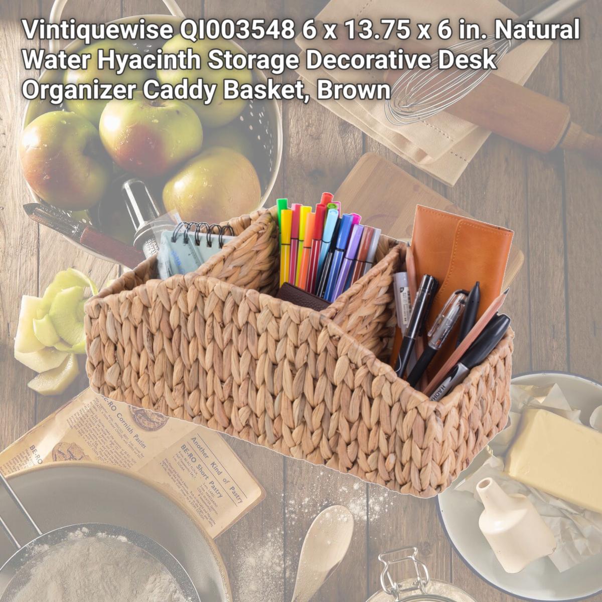 Picture of Vintiquewise QI003548 6 x 13.75 x 6 in. Natural Water Hyacinth Storage Decorative Desk Organizer Caddy Basket, Brown