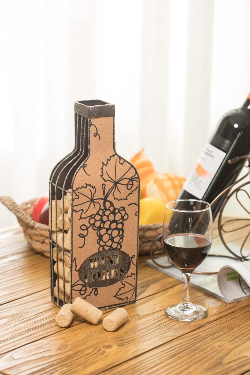 Picture of Vintiquewise QI003567 12 x 5 x 3.5 in. Vintage Metal Bottle Shaped Wine Cork Holder, Bronze