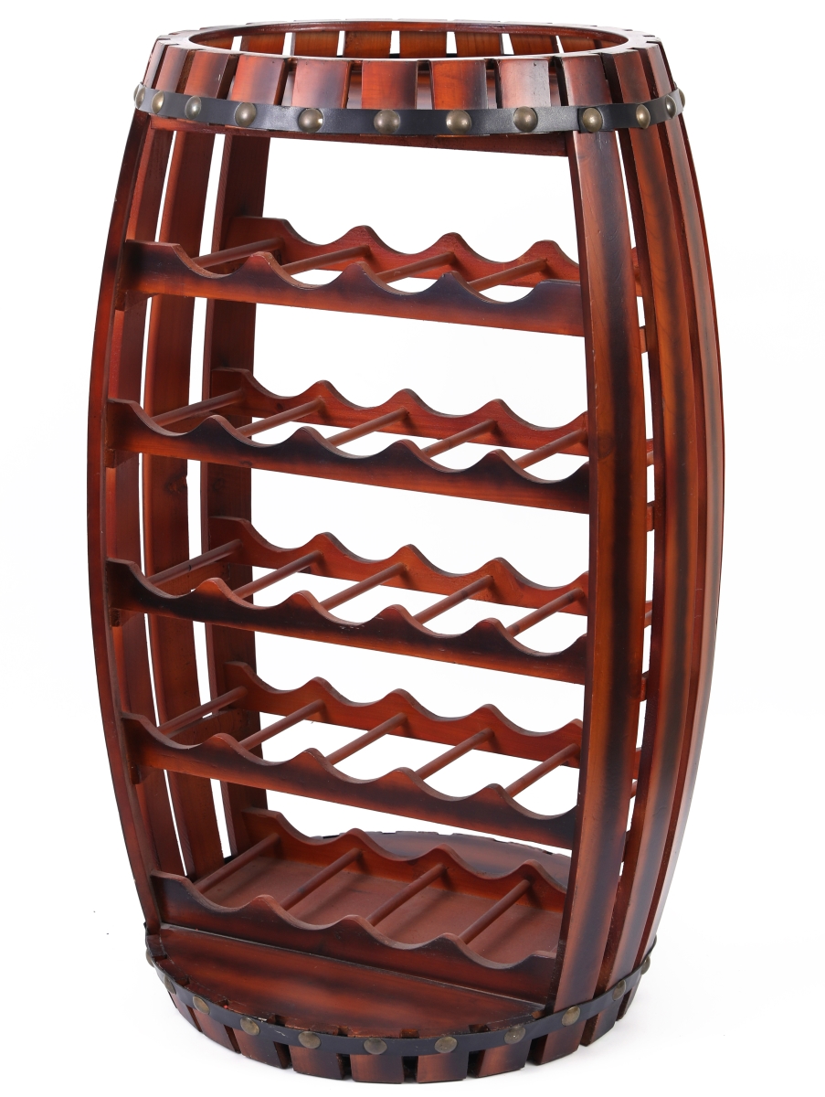 Picture of Vintiquewise QI003604L 31 x 15.25 x 15.25 in. Rustic Barrel Shaped Wooden Wine Rack for 23 Bottles, Brown