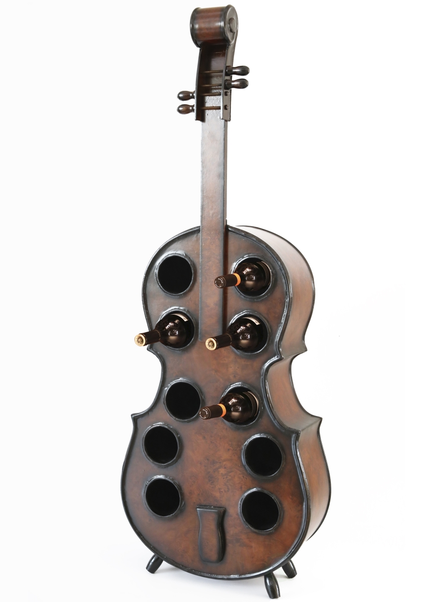 Picture of Vintiquewise QI003607L 53 x 19 x 7 in. Decorative 10 Bottle Wooden Cello Shaped Floor Violin Wine Rack, Brown