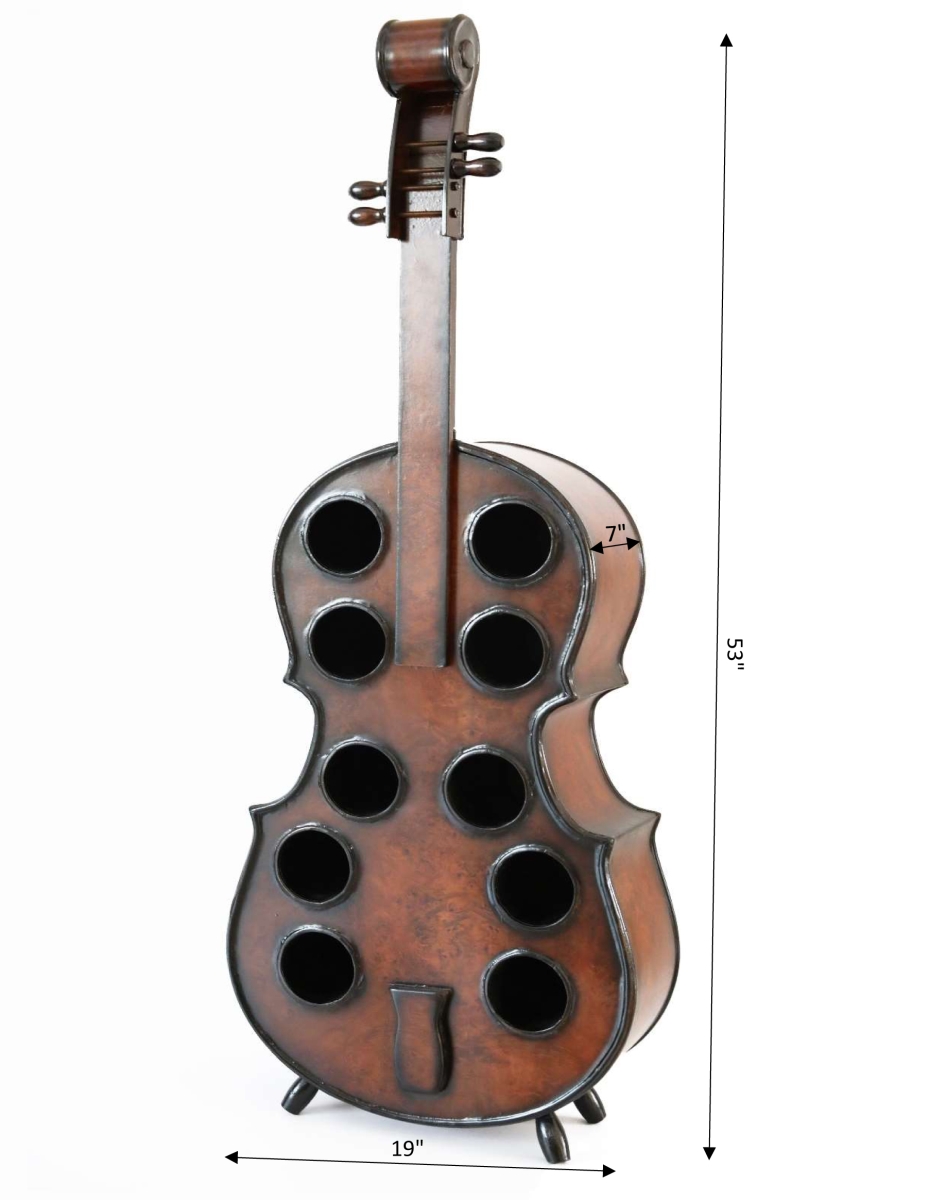 Picture of Vintiquewise QI003607L 53 x 19 x 7 in. Decorative 10 Bottle Wooden Cello Shaped Floor Violin Wine Rack, Brown