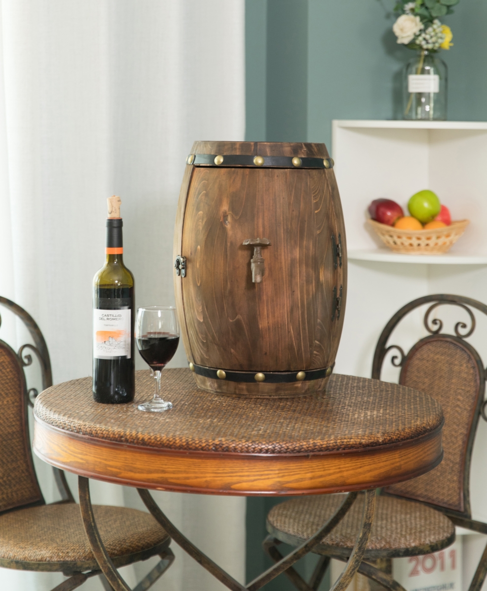 Picture of Vintiquewise QI003659 17.5 x 14.25 x 9.25 in. Wooden Barrel Shaped Vintage Decorative Wine Storage Rack, Brown