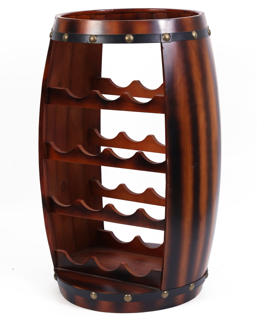 Picture of Vintiquewise QI003283 24.5 x 13 x 13 in. Wooden Barrel Shaped 14 Bottle Wine Rack, Brown