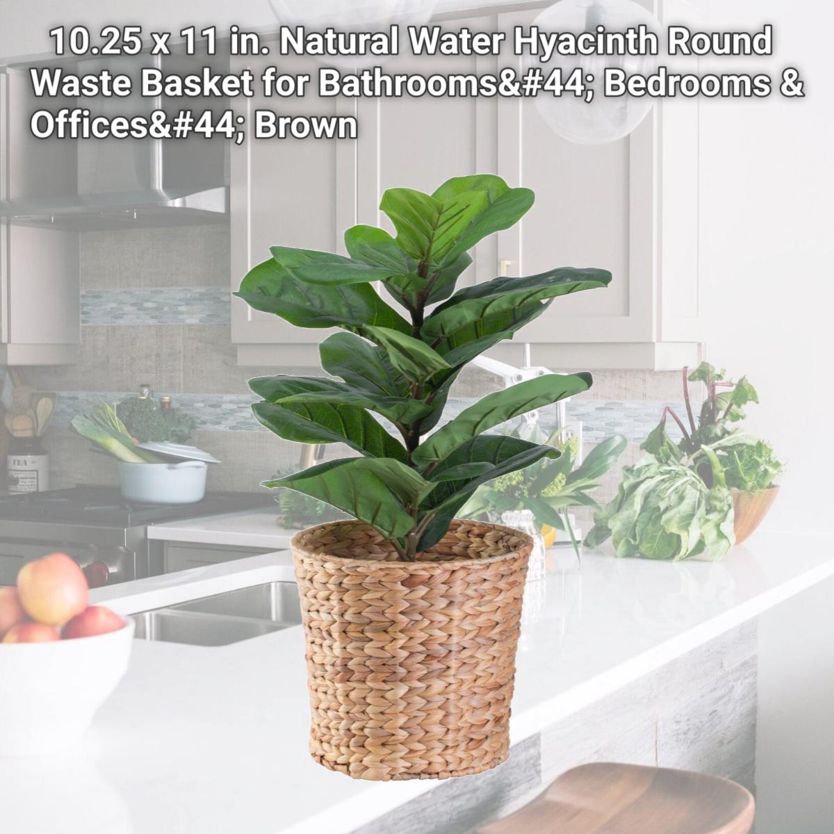 Picture of Vintiquewise QI003226.S 10.25 x 11 in. Natural Water Hyacinth Round Waste Basket for Bathrooms, Bedrooms & Offices, Brown