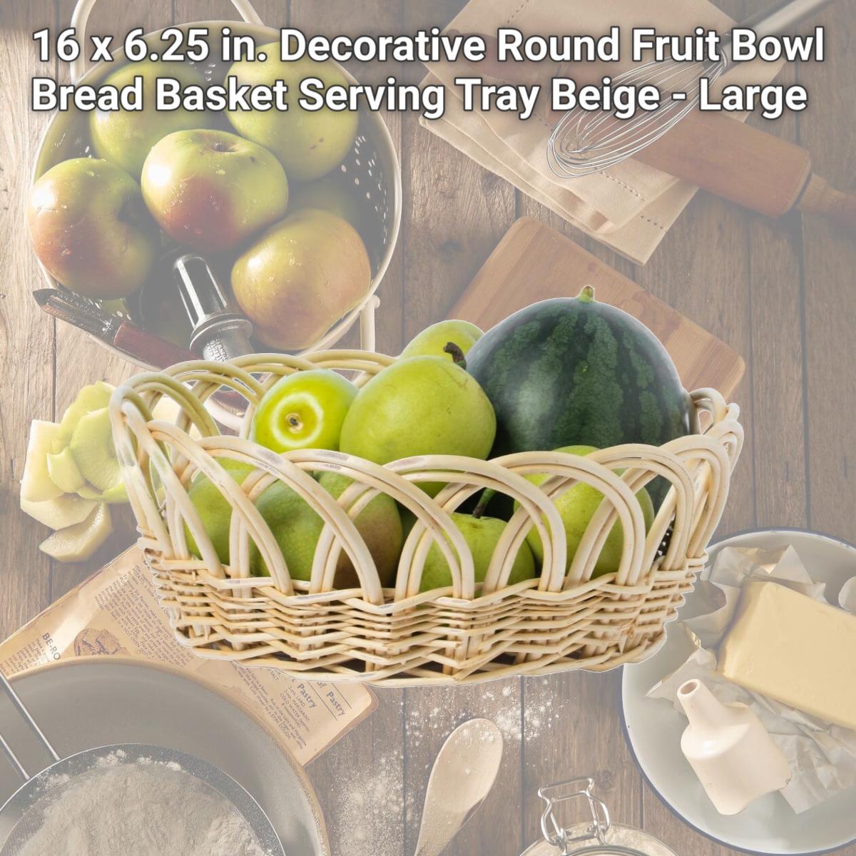 Picture of Vintiquewise QI003819.L 16 x 6.25 in. Decorative Round Fruit Bowl Bread Basket Serving Tray, Beige - Large