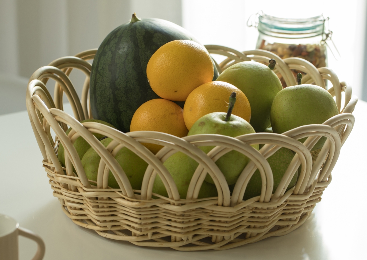 Picture of Vintiquewise QI003819.L 16 x 6.25 in. Decorative Round Fruit Bowl Bread Basket Serving Tray, Beige - Large