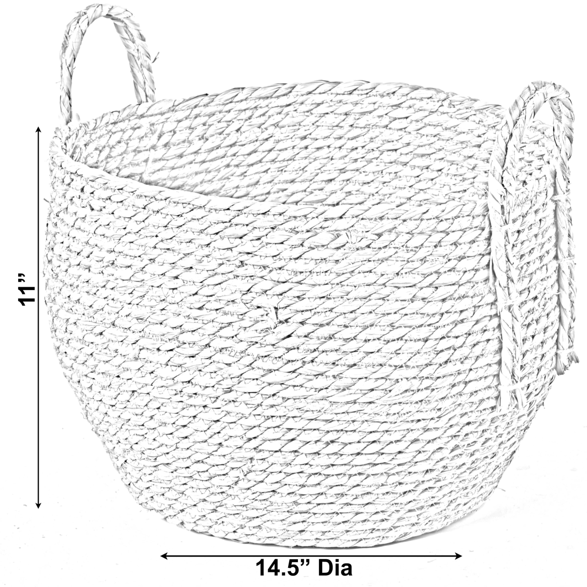 Picture of Vintiquewise QI003835.L Decorative Round Wicker Woven Rope Storage Blanket Basket with Braided Handles - Large
