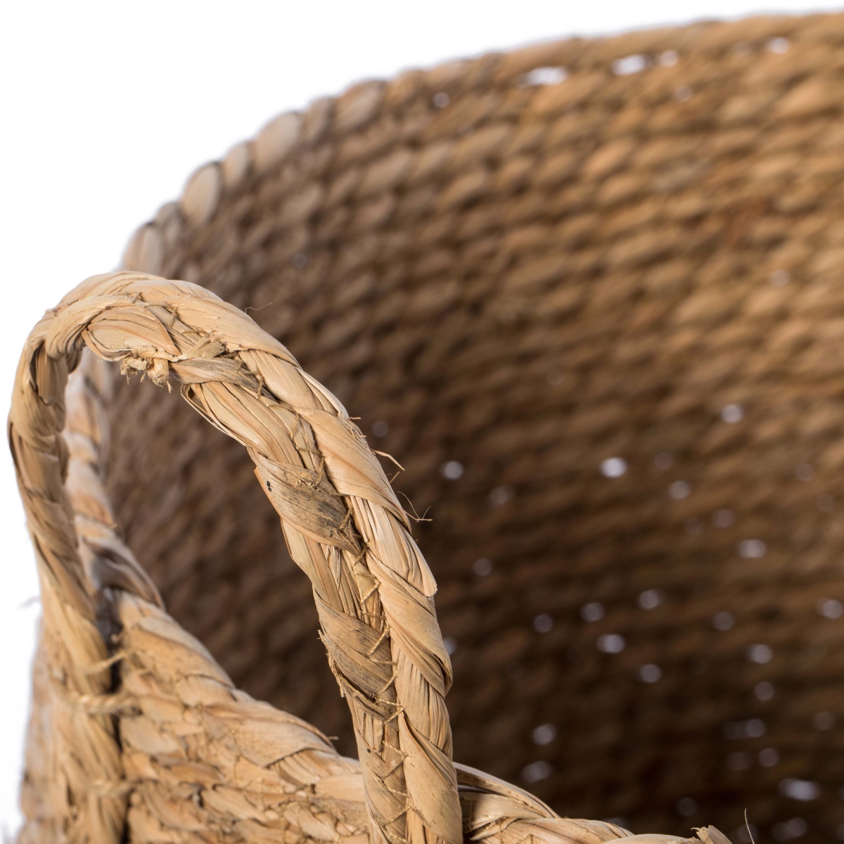 Picture of Vintiquewise QI003835.L Decorative Round Wicker Woven Rope Storage Blanket Basket with Braided Handles - Large