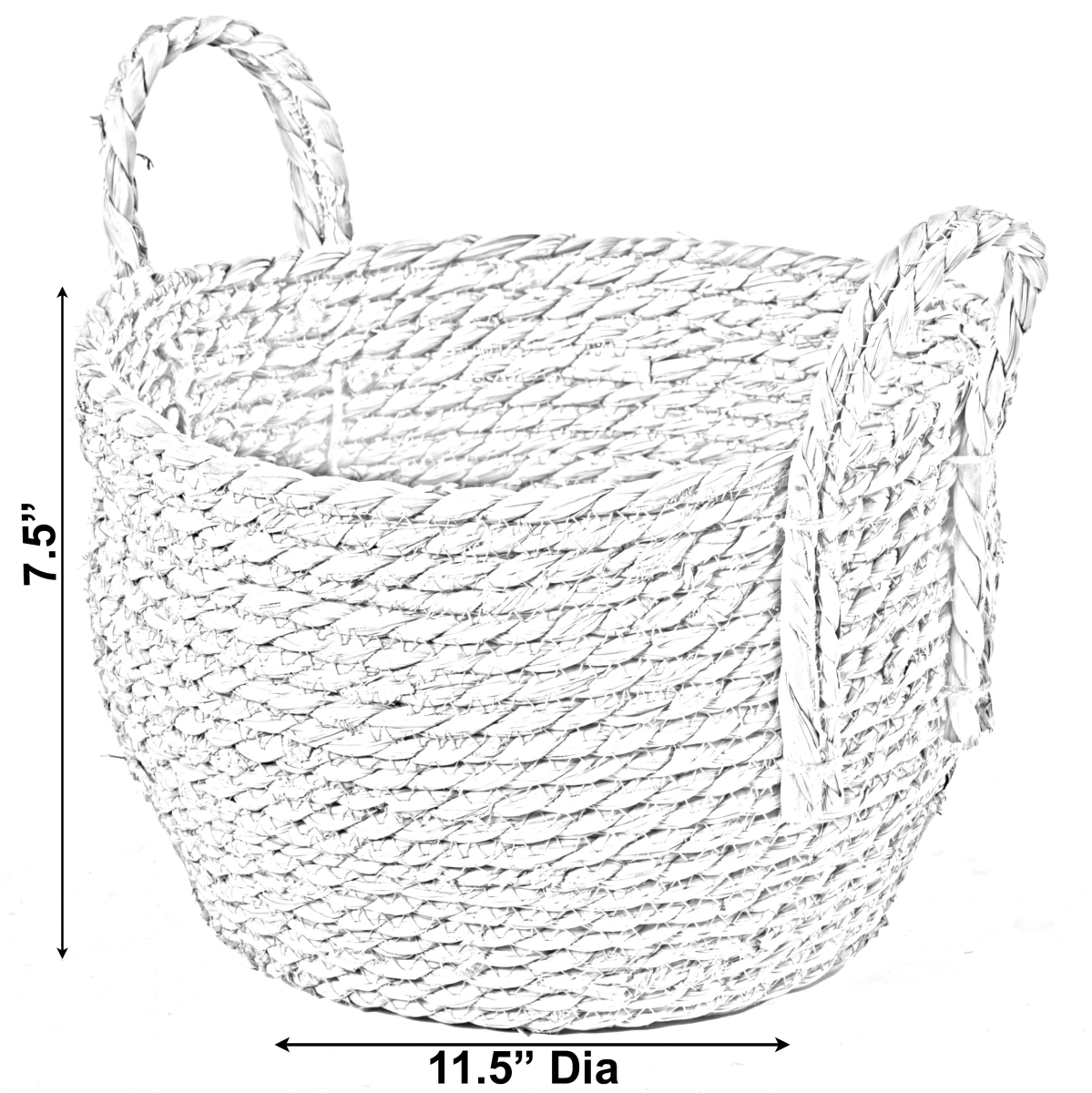 Picture of Vintiquewise QI003835.S Decorative Round Wicker Woven Rope Storage Blanket Basket with Braided Handles - Small