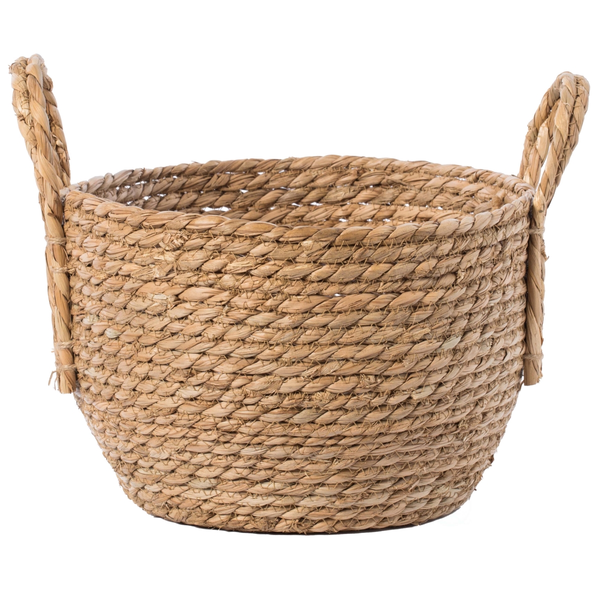 Picture of Vintiquewise QI003835.S Decorative Round Wicker Woven Rope Storage Blanket Basket with Braided Handles - Small