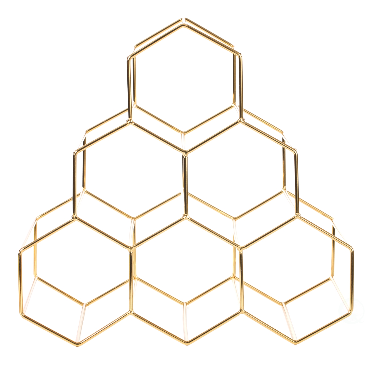 Picture of Fabulaxe QI004067 10.5 x 11 x 8.25 in. 6 Bottle Metal Modern Beehive Honeycomb Shape Countertop Wine Bottle Holder Rack Stand, Gold
