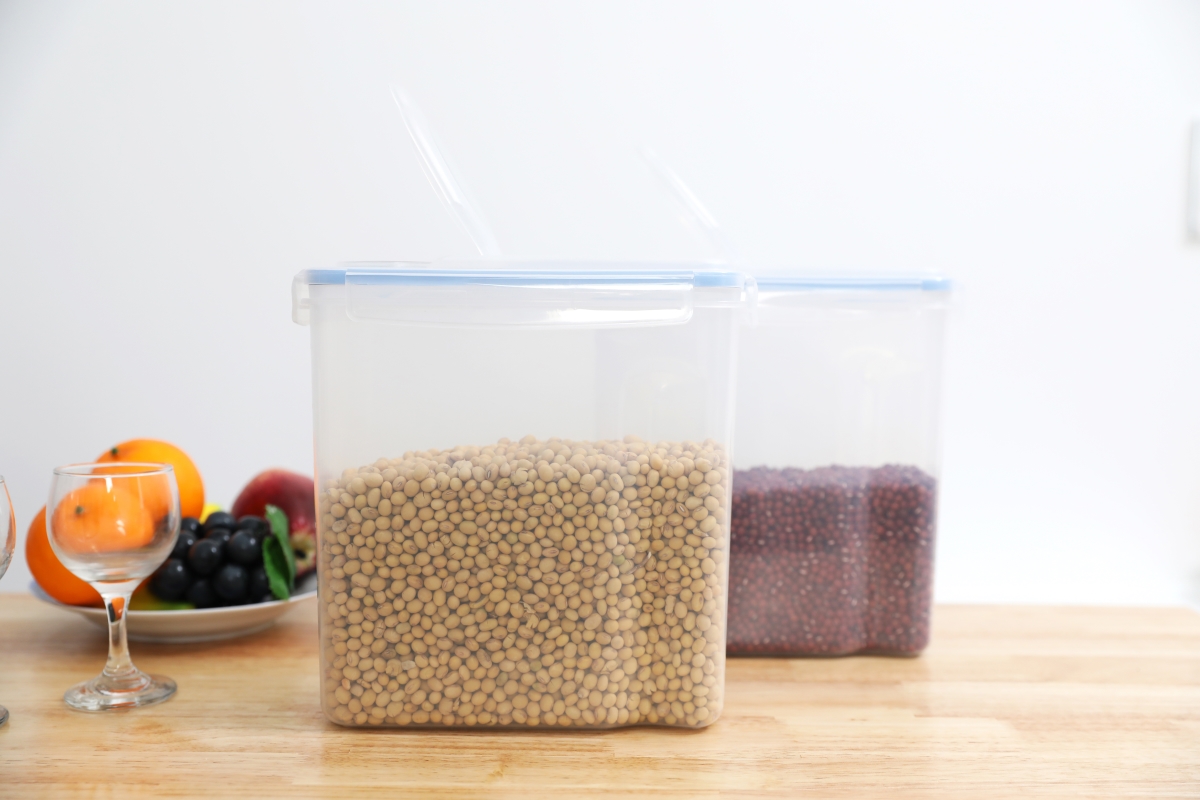 Picture of Basicwise QI003322.2 BPA-Free Plastic Food Cereal Containers with Airtight Spout Lid, Clear - Large - Set of 2