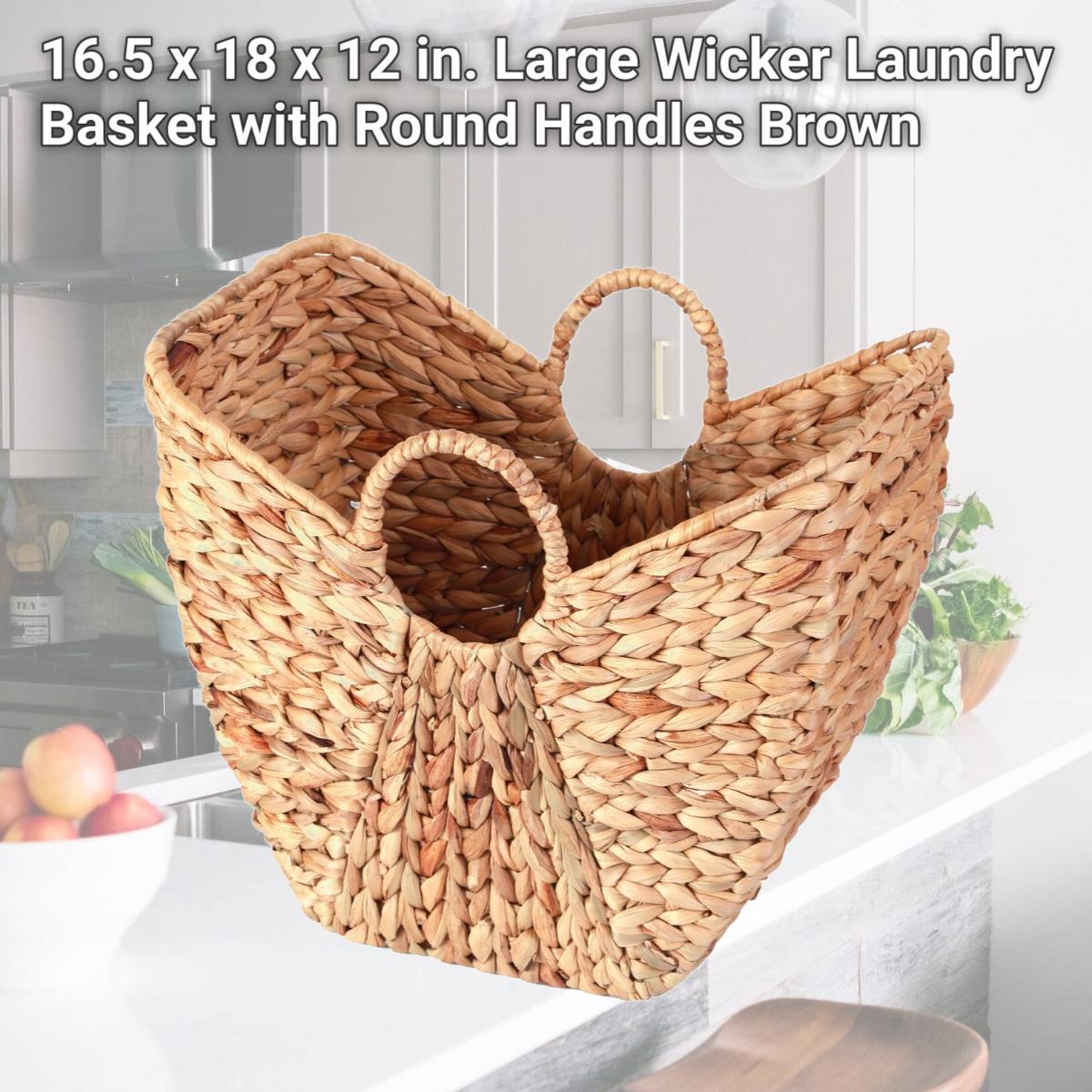 Picture of Vintiquewise QI003361.L 16.5 x 18 x 12 in. Large Wicker Laundry Basket with Round Handles, Brown