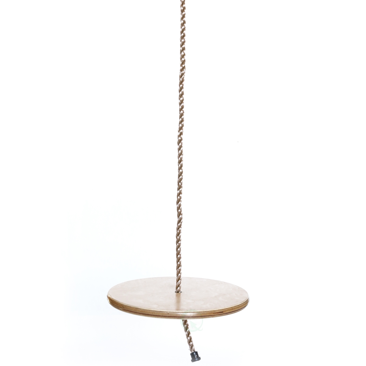 QI003374 Wooden Round Disc Plate Swing Seat with Hanging Rope, Brown